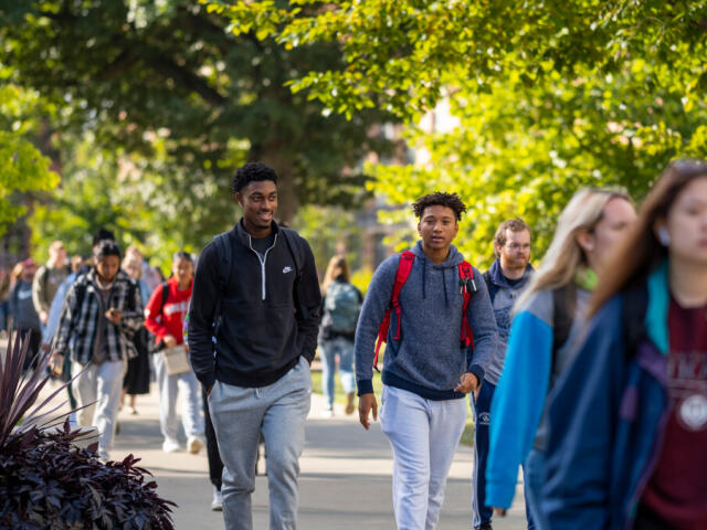 Students Walk through the Oval