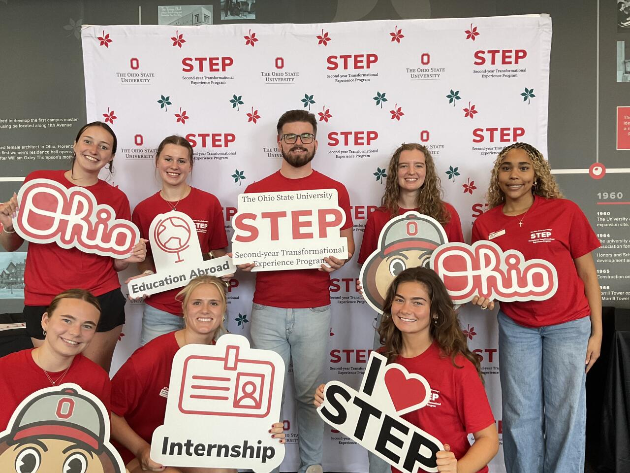 STEP Ambassadors pose in front of the STEP photobooth at Open House on August 24, 2026.