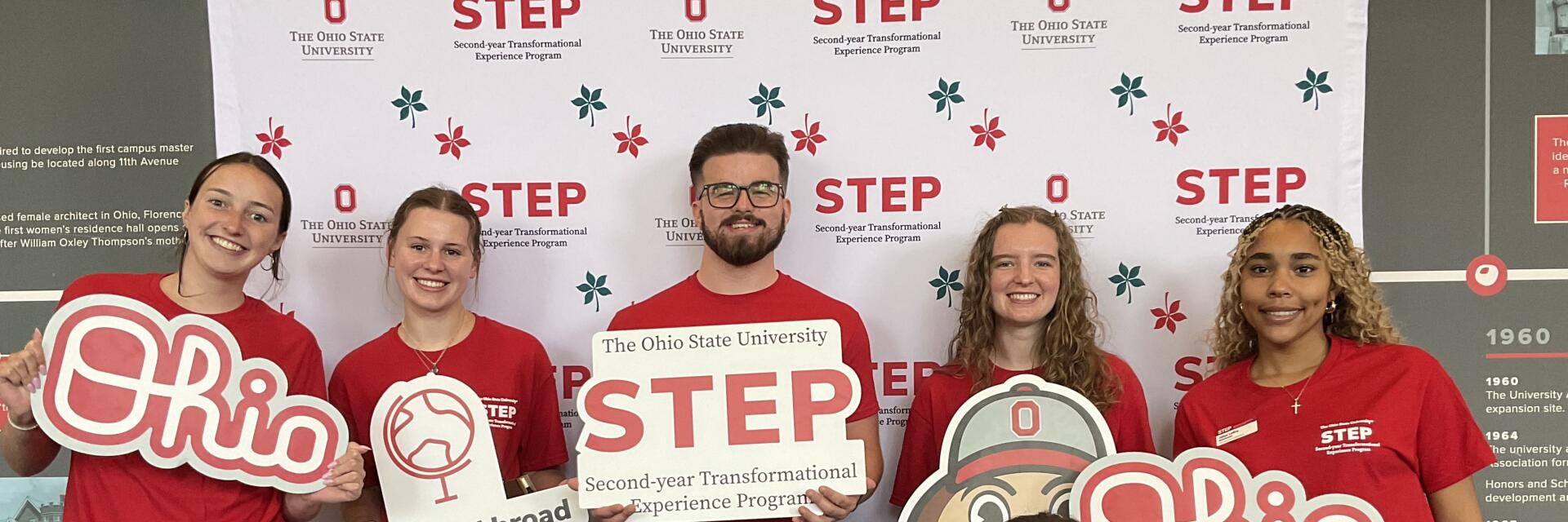 STEP Ambassadors pose in front of the STEP photobooth at Open House on August 24, 2026.