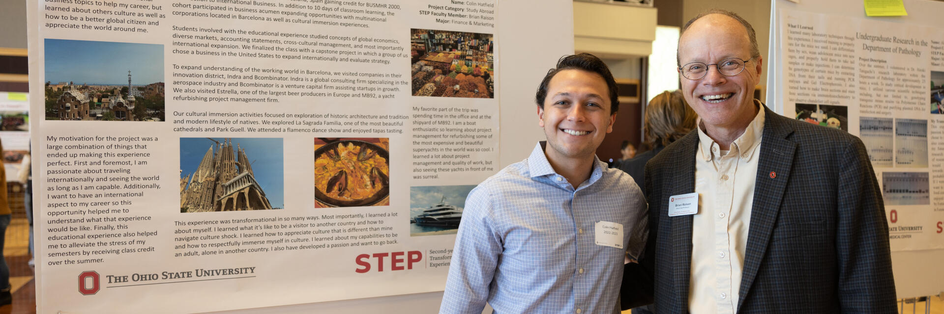 Student poses with professor at STEP Expo